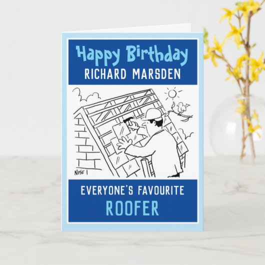 Happy Birthday Roofer Kaart (Gele Bloem)