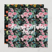 Happy Birthday Roos floral dames Name Kaart (Voorkant / Achterkant)