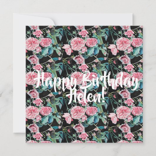 Happy Birthday Roos floral dames Name Kaart (Voorkant)