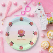 Happy Birthday Roos Flowers Papieren Bordje (Feest)