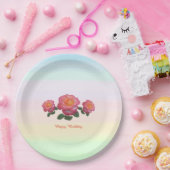 Happy Birthday Roos Flowers Papieren Bordje (Feest)