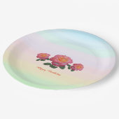 Happy Birthday Roos Flowers Papieren Bordje (Gekanteld)