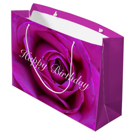Happy Birthday Roos Gift Bag Large Cadeautasje (Achterkant Gekanteld)