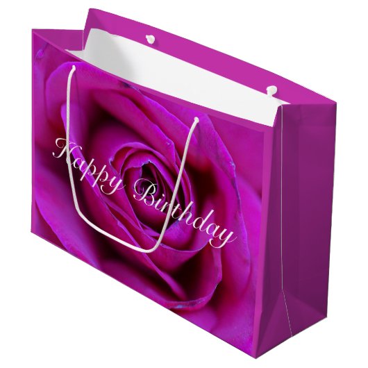 Happy Birthday Roos Gift Bag Large Cadeautasje (Voorkant Gekanteld)