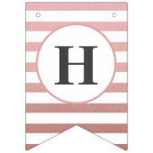 Happy Birthday Roos Gold Stripe Chic Party Vlaggetjes (Tweede vlag)