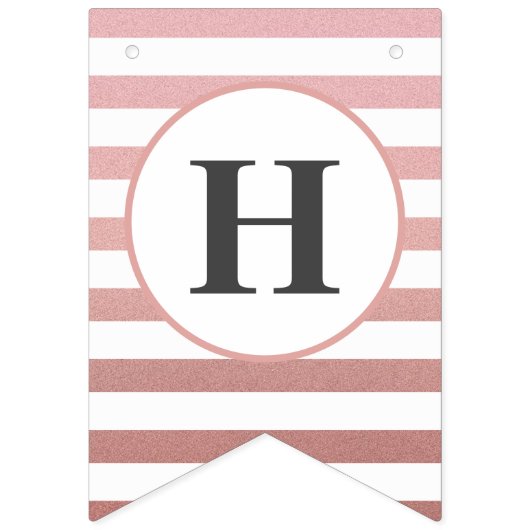 Happy Birthday Roos Gold Stripe Chic Party Vlaggetjes (Tweede vlag)