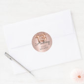 Happy Birthday Roos Gouden Glitterballon 13e Ronde Sticker (Envelop)