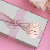 Happy Birthday roos gouden sterren roze Ronde Sticker