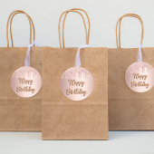 Happy Birthday roos gouden zwarte glitterdruppels Ronde Sticker