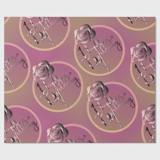 "Happy Birthday" Roos Handje geschreven Cadeaupapier (Vlak)