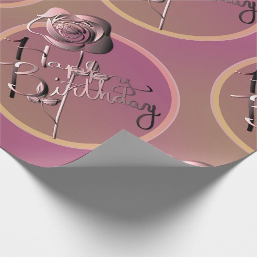 "Happy Birthday" Roos Handje geschreven Cadeaupapier (Hoek)