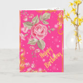 Happy Birthday Roos Kaart (Gele Bloem)