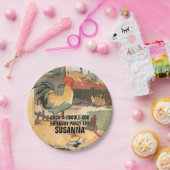 Happy Birthday Rooster geïllustreerd Papieren Bordje (Feest)