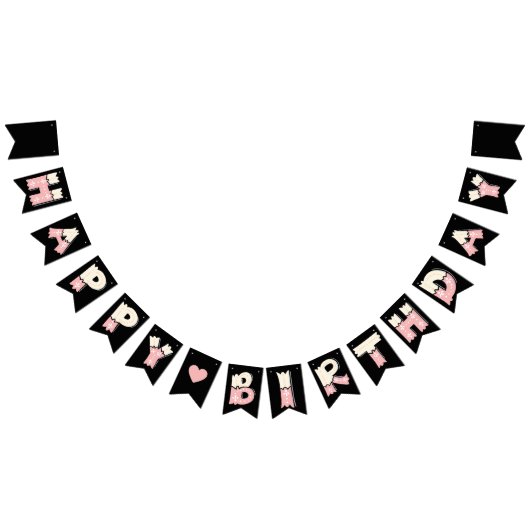 Happy Birthday Rosa Beige Vlaggetjes (Alle)