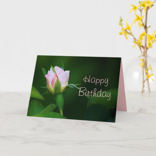 Happy Birthday Rosebud Kaart (Gele Bloem)