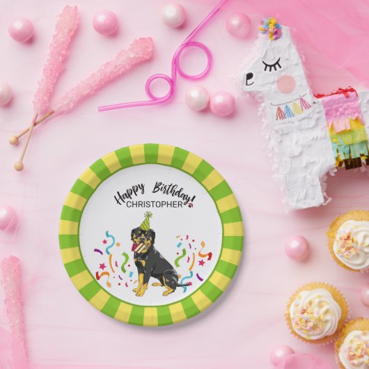 Happy Birthday Rottweiler Dog Party Papieren Bordje (Feest)