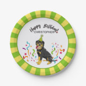 Happy Birthday Rottweiler Dog Party Papieren Bordje (Voorkant)