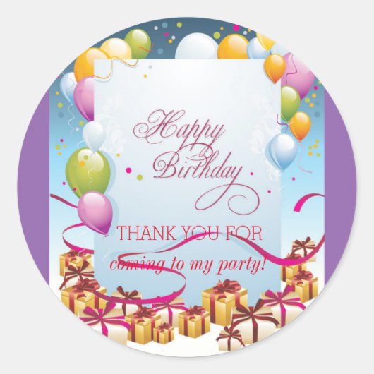 HAPPY BIRTHDAY ROUND CLASSIC STICKER (Voorkant)
