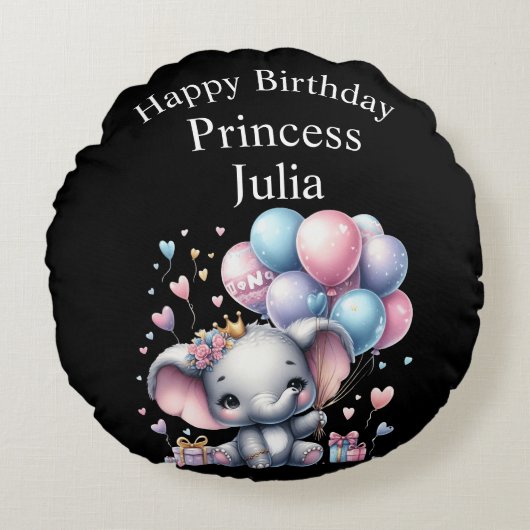 Happy Birthday Round Pillow Rond Kussen (Voorkant)