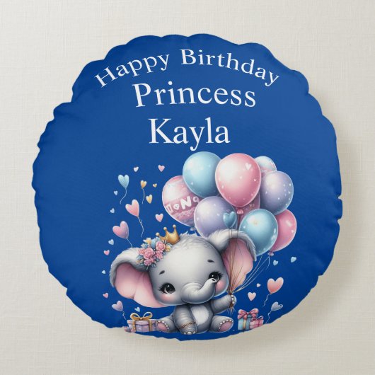Happy Birthday Round Pillow Rond Kussen (Voorkant)