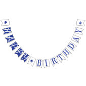 HAPPY BIRTHDAY Royal Blue en White Vlaggetjes (Alle)