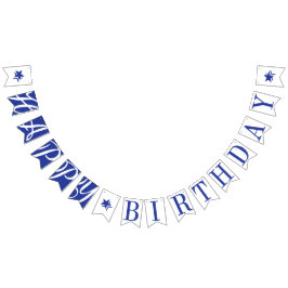 HAPPY BIRTHDAY Royal Blue en White Vlaggetjes