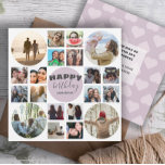 Happy Birthday roze 20 Photo Collage Kaart<br><div class="desc">Pas deze moderne en moderne sjabloon aan. Dit is een ontwerp van 20 afbeelding waarmee je je favoriete foto's van je vriend/vader/nana/opa enz. kunt toevoegen,  die bij elke verjaardag passen. Verander ook enkel de tekst voor uw persoonlijk bericht.</div>