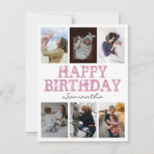 Happy Birthday roze 6 Photo Collage Wenskaart (Voorkant)