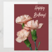 Happy birthday roze anjer  bloemenboho feestdagenkaart (Voorkant / Achterkant)