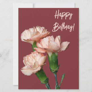 Happy birthday roze anjer bloemenboho feestdagenkaart