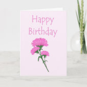 Happy Birthday roze anjers Kaart (Voorkant)