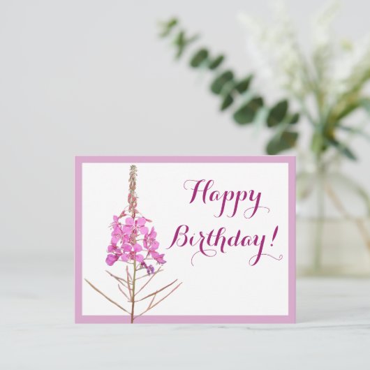 Happy Birthday  roze bloemen mooi schattig Briefkaart (Staand voorkant)