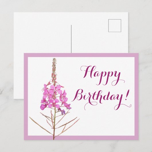 Happy Birthday  roze bloemen mooi schattig Briefkaart (Voorkant / Achterkant)