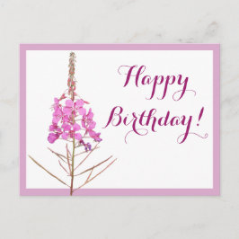 Happy Birthday  roze bloemen mooi schattig Briefkaart