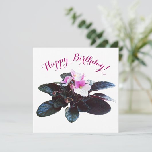 Happy Birthday  roze bloemetjes stijlvol bloemen Feestdagenkaart (Staand voorkant)