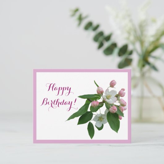 Happy Birthday  roze bloesem bloemen Briefkaart (Staand voorkant)