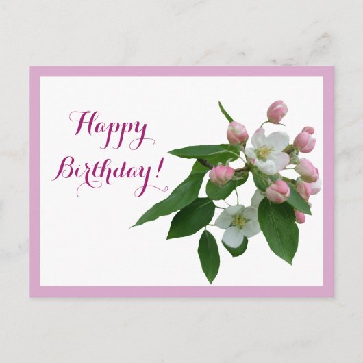 Happy Birthday  roze bloesem bloemen Briefkaart (Voorkant)