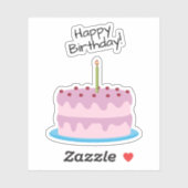 Happy Birthday Roze Cake Contour Sticker (Vel)