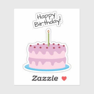 Happy Birthday Roze Cake Contour Sticker