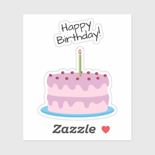 Happy Birthday Roze Cake Contour Sticker (Vel)