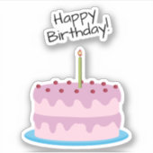 Happy Birthday Roze Cake Contour Sticker (Voorkant)