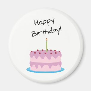 Happy Birthday roze Cake Magneet