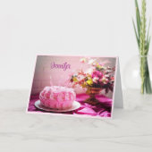 Happy Birthday roze Cake personaliseer Wenskaart Kaart (Voorkant)