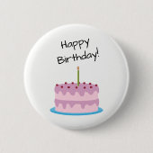 Happy Birthday roze Cake Ronde Button 5,7 Cm (Voorkant)