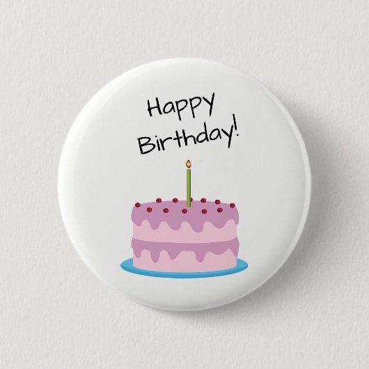 Happy Birthday roze Cake Ronde Button 5,7 Cm (Voorkant)