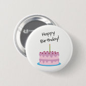 Happy Birthday roze Cake Ronde Button 5,7 Cm (Voorkant /achterkant)