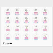 Happy Birthday Roze Cake Ronde Sticker (Vel)
