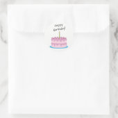 Happy Birthday Roze Cake Ronde Sticker (Tas)