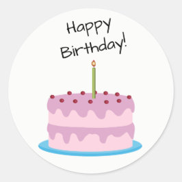 Happy Birthday Roze Cake Ronde Sticker
