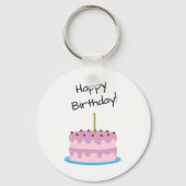 Happy Birthday roze Cake Sleutelhanger (Voorkant)
